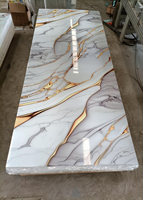 Panneau mural en feuille UV 1220x2440mm, panneau mural SPC effet marbre brillant, ignifuge B1, sans formaldéhyde E0, pour projets hôteliers, vente en gros