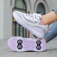 Chaussures à roulettes pour enfants, respirantes en mesh, patins à roulettes avec roues en plastique, roues lumineuses, taille fille 30-37