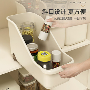 Kitchen Storage <b>Box</b> Multi Function Cabinet Organizer Solid Color Desktop Storage Container for Kitchen Use - Product Image 4