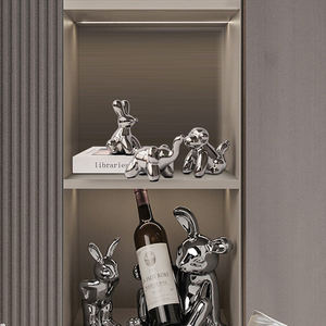 Ornements en céramique personnalisés en forme de chien ballon, singe, <span class=keywords><strong>lapin</strong></span>, éléphant, plaqués argent, petits cadeaux pour la décoration de la chambre d'enfant, art déco - Product Image 5