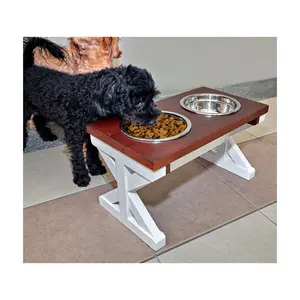 מתקן מזון עץ לכלב עץ בגודל בינוני מזין מים חקלאי מודרני מתקן מזון לחיות מחמד