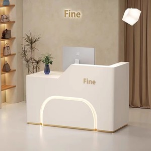 Escritorio de recepción con luz Led personalizada, muebles pequeños de oficina, recepción de madera, escritorio de recepción para peluquería - Product Image 5