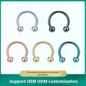 Barre de musculation circulaire en acier inoxydable avec billes filetées |   Bijoux hypoallergéniques pour piercing du nez, des lèvres et des oreilles |   Non-décolorant - Product Image 2