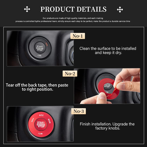 2020-2025 Jeep Wrangler <span class=keywords><strong>JL</strong></span> JLU Gladiator JT accessoires intérieurs de voiture rouge moteur démarrage/arrêt bouton couverture autocollants métal Durable - Product Image 5