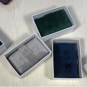 Custom Print Logo Velvet Portable Jewelry <b>Storage</b> Box with Gold Snap Modern Rectangle Book Shape <b>Ring</b> Pendant Earring Packaging - Product Image 4