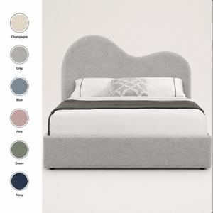<span class=keywords><strong>Letto</strong></span> Imbottito Moderno Minimalista Basso <span class=keywords><strong>con</strong></span> Contenitore, in Tessuto Teddy Bianco Stile Ondulato, <span class=keywords><strong>con</strong></span> Sistema Idraulico, Matrimoniale - Product Image 4
