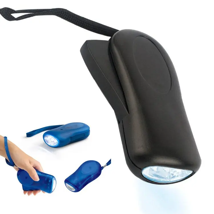 Экологичный 3 светодиодный ручной Динамо-фонарик без батарейки, карманный фонарь с принтом логотипа с обеих сторон