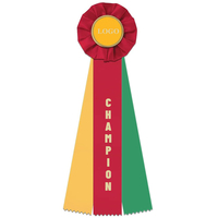 Lude Custom Logo Satin Rosette Ribbon Award Capa de una o dos caras Eventos Insignia redonda con cuerda colgante