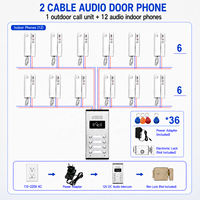 Système d'interphone audio résidentiel à 2 fils avec 12 combinés intérieurs et une station extérieure en métal pour appartements et villas