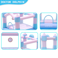 Château gonflable pour enfants Doctor Dolphin Rainbow, usage domestique, rose, petite taille, capacité 2 personnes, tissu, installation facile