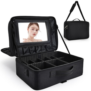 3 Layer <b>Makeup</b> Bag Professional <b>Makeup</b> <b>Case</b> Travel Cosmetic Organizer Large <b>Makeup</b> Artist Storage with Adjustable Dividers - Product Image 1