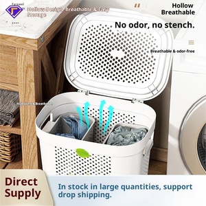 ตะกร้าพลาสติก PP อเนกประสงค์แบบกลวงสำหรับใส่เสื้อผ้าสกปรกความจุเยอะ - Product Image 4