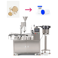 Machine automatique de remplissage et de sertissage de flacons en verre avec moteur pour cosmétiques, aliments, boissons, poudres fines, compatible avec système de pesage intégré