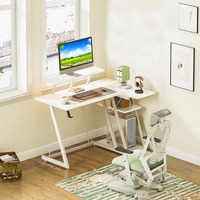 Bureau d'ordinateur en plastique rose Bureau de jeu bon marché avec support de moniteur Table de PC de bureau à double couche