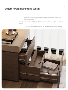 Comodino Moderno in Legno Massello con 2 Cassetti Multifunzionale Scuro con Vano Nascosto per <span class=keywords><strong>Arredamento</strong></span> Camera da Letto - Product Image 5