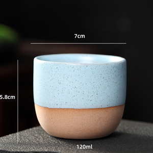 Vente en gros Tasse à thé japonaise transformée au four créative et rétro Bol à thé en poterie brute Tasses à thé et soucoupes créatives en céramique - Product Image 6