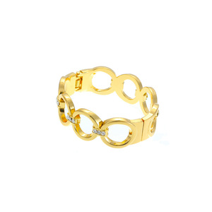 Brazalete de compromiso unisex de aleación chapado en oro de 18 quilates con corte de diamante de borde ancho, estilo vintage y a la moda - Product Image 4