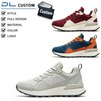 Baskets rétro à lacets pour hommes, personnalisées OEM, en microfibre suédée, color block, plateforme, amortissantes, à motif géométrique, pour la marche