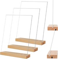 Support de signalisation en acrylique personnalisé, base en bois, forme en L/T, affichage vertical incliné, montage facile pour mariage, restaurant, magasin, bureau