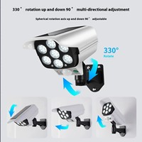 Projecteur solaire extérieur à 77 LED avec détecteur de mouvement, étanche, sans fil, caméra de sécurité factice pour porche, jardin, terrasse