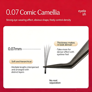 Ciglia Finte Mojiesi 0.07W 6D B C D, Morbide <span class=keywords><strong>e</strong></span> Dense, con Radici Resistenti allo Spargimento, per un Effetto a Fiore di Fiori - Product Image 3