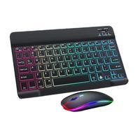 Mouse dan Keyboard Nirkabel Backlight untuk Tablet PC, Smartphone, dan Komputer Windows, iOS, Android, Kombinasi Mouse dan Keyboard Mini BT