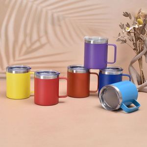 Mug isotherme double paroi en acier inoxydable de 12 oz pour café, avec logo, pour extérieur et voiture - Product Image 4