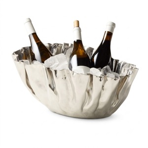 Gold Metal Champagne <b>Ice</b> Bucket <b>Footed</b> Wine Chiller Bowl Large Brass Finish Aluminum Beverage Tub Centerpiece for Wedding Party - Product Image 6