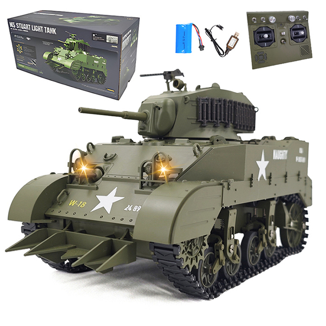 2.4ghz 1/16 Scale Simulation Smoke Device Remote Control Tank Modle Toy M5a1 Light Rc Tanks