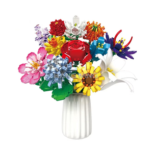 EMANNON Flower Bouquet Building Set With Vase - 787 PCS Botanical Building Blocks With Roses & Sunflowers