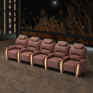 أريكة سينما منزلية فاخرة بتصميم إيطالي مع أرجل ذهبية من الفولاذ المقاوم للصدأ، 5 مقاعد، أثاث للمسرح المنزلي، مقاعد استرخاء ذكية للفيلات - Product Image 2