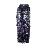Jupe mi-longue Super Fantasy pour enfants, d'été, à taille haute, à franges colorées et paillettes, ornée de perles, coupe ajustée, style jupe crayon