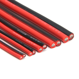 Fil de silicone flexible noir et rouge à <span class=keywords><strong>2</strong></span> conducteurs, câble électronique en cuivre étamé 8/<span class=keywords><strong>10</strong></span>/12/14/16/18/20 AWG - Product Image 1