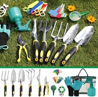 Prix d'usine, haute qualité, ensemble de 13 outils de jardin ergonomiques en alliage d'aluminium robuste avec sac de transport organisateur
