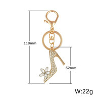 Porte-clés exclusifs transfrontaliers en forme de chaussures à talons hauts, porte-clés de voiture, pendentifs, pour femmes, incrustés de diamants, exquis et élégants