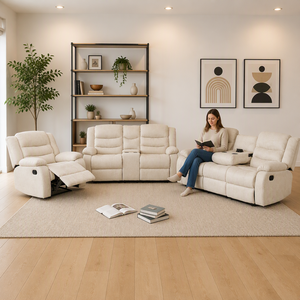 Ensemble de canapés inclinables en cuir synthétique 321 avec console de rangement et table rabattable pour la maison - Vente en gros directe usine - Product Image 6
