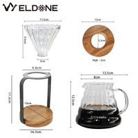 Set Kopi Tetes Kaca Metal dengan Dudukan Kayu, Pembuat Kopi Manual, Server Pot dengan Filter Kertas, Peralatan Kopi Barista Rumahan