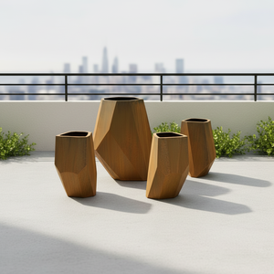 Boîte à fleurs en acier corten découpée au laser, grande, sculpturale - Product Image 6