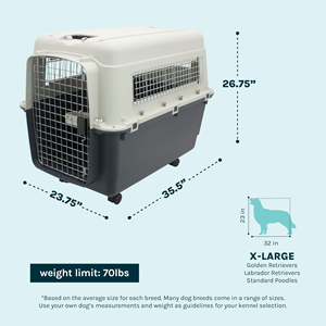New <b>Plastic</b> Outdoor Iron Door Pet Carrier Airline Transport <b>Box</b> Travel <b>Box</b> Flight Cage Pet Kennel Transport Cage with Wheel - Product Image 3