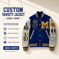 Veste universitaire personnalisée brodée pour homme avec patchs lettres en chenille, manches en cuir et bordures côtelées – Style streetwear sur mesure