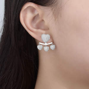 Ruizuan Sterling <b>Jewellery</b> Summer Heart Earring Jewelry Bulk Wholesale Small Sier Earrings Moissanite Cluster - Product Image 4