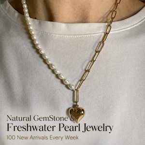 Collier personnalisé à faible MOQ en acier inoxydable plaqué or avec perles baroques d'eau douce et breloque pour les marques DTC de bijoux - Product Image 2