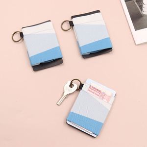 Spot Portable Elastic Card Holder Custom Pattern <b>Stretch</b> Bank Card Sleeve With Key <b>Ring</b> - Product Image 4