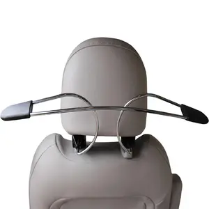 โลหะรถราวแขวนเสื้อผ้าคลาสสิกสีดําที่นั่งเก้าอี้กลับรถแขวนเสื้อผ้าบาร์ Universal Auto Headrest ผู้ถือผ้า