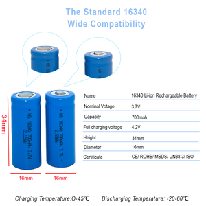 Baterai Liion <span class=keywords><strong>16340</strong></span> 3.7V 700MAH Baterai <span class=keywords><strong>Lithium</strong></span> <span class=keywords><strong>Ion</strong></span> Silinder - Product Image 3