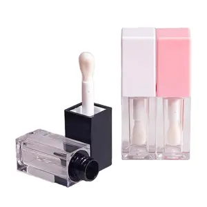 Mini tubo de embalagem brilho labial, tubo de embalagem plástico vazio personalizado 5g com tampas pretas rosa para maquiagem