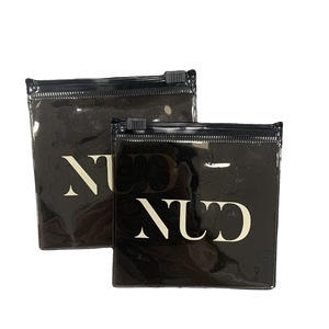 Custom Black Translucent PVC Bag for Apparel Cosmetics Packaging White Logo Printing OEM - Product Image 5