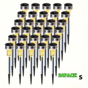 Lampes solaires de jardin 30 pièces en acier inoxydable, éclairage extérieur pour allées, lampes à piquet LED à changement de couleur - Product Image 4