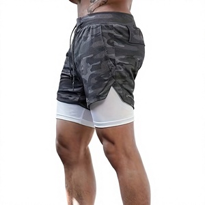 Shorts de sport pour homme à séchage rapide, imprimé camouflage, avec cordon de serrage à la taille et poches - Product Image 1