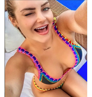 Maillot de bain en caoutchouc élastique pour femmes, Sexy, ensemble deux pièces, fait à la main, en Crochet, style brésilien, 2022